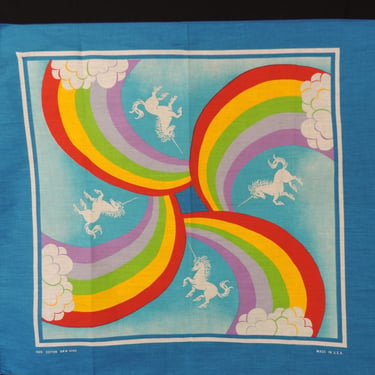 rainbows and unicorns vintage novelty bandana / cotton square scarf 