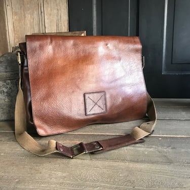 Leather Carry Bag, Briefcase, Long Canvas Shoulder Strap, Game Bag, Satchel, England 