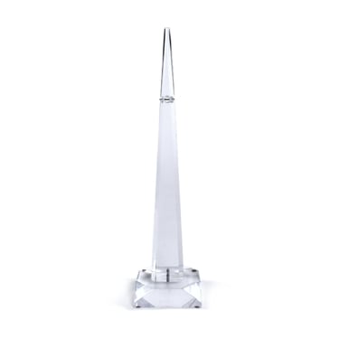 1970s Post-Modern Clear Acrylic Lucite Obelisk Table Top Sculpture 