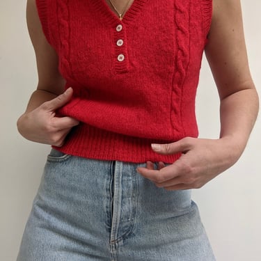 Vintage Pure Wool Cable Knit Sweater Vest