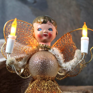 1950s Beautiful Light Up Angel Tree Topper | Vintage Christmas Tree Topper | Christmas Angel | Bixley Shop 