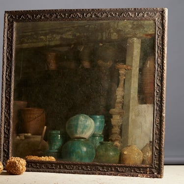 Extra Large 19th Century Italian Papier-Mâché Frame with Original Mercury Glass