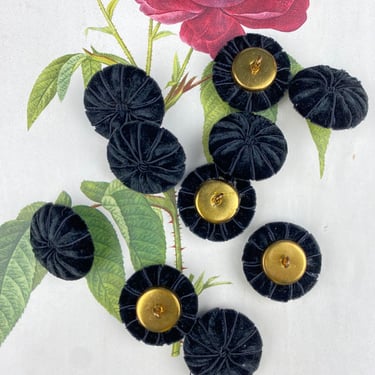 Vintage Black Velvet 1 1/2” Shank Buttons 