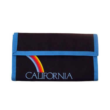 Rainbow Nylon Wallet Vintage 1980s Checkbook Black California Print 