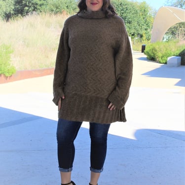 Vintage 1980s Escada Margaretha Ley Tunic Sweater, Size 38 Women, Brown Pullover, Mohair Blend 