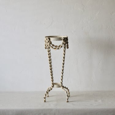 1900s Style Painted Wrought Iron Plant Stand Rope Detail 