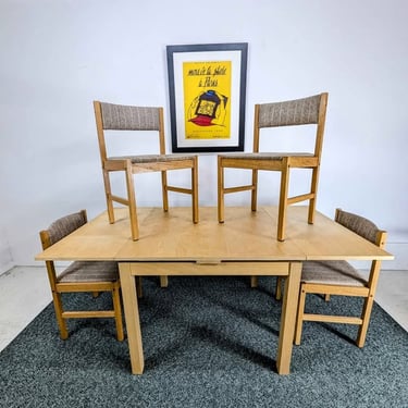 Scandinavian Dining Set w/ 4 White Oak Chairs by FD Mobler