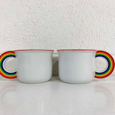 Vintage Rainbow Mugs Vandor 1978 Coffee Cup Set of 2 Cups Mug Pride Dopamine Home Cheerful Kitsch Kawaii Stranger Things 1970s 
