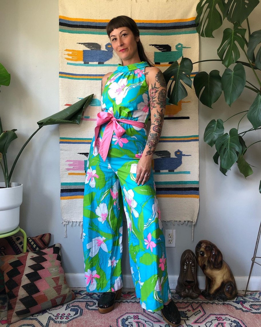 Vintage 60's 70's LANZ Originals cotton wide leg jumpsuit