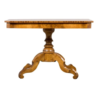 19th Century Italian Napoleon III Style Inlay Walnut Sorrento Pedestal Table 