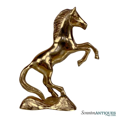 Vintage Traditional Brass Rearing Horse Sculpture