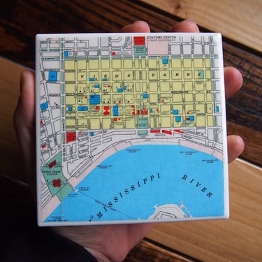 1973 French Quarter New Orleans Map Coaster. Louisiana Map. Vintage New Orleans Décor. NOLA Vieux Carre. Jackson Square. Bourbon Street Map. 
