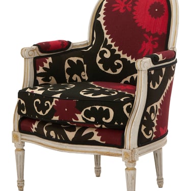 Antique Louis XVI Bergere Suzani Chair