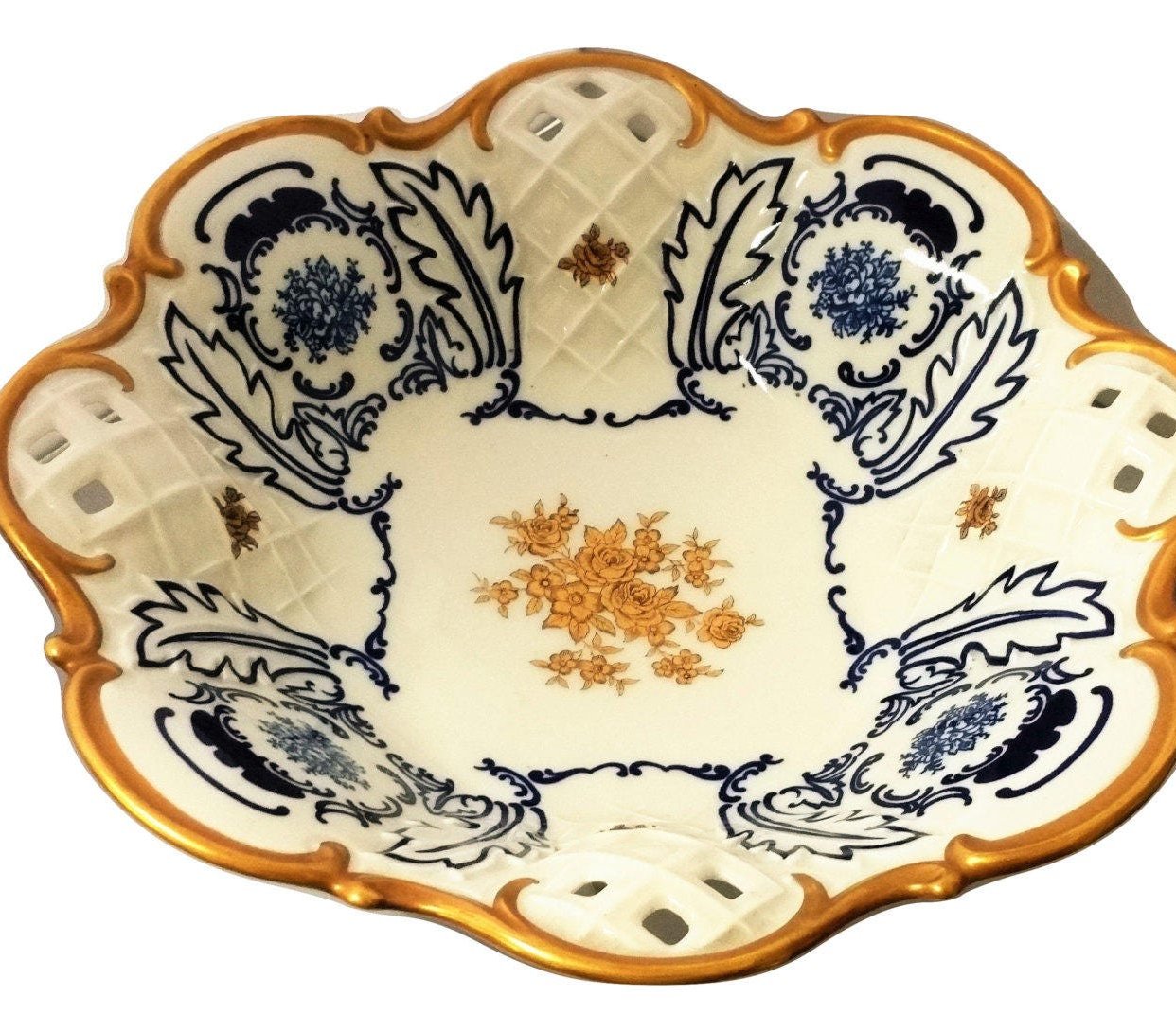 Reichenbach Cobalt Blue White and Gold Articulated Bowl | Modern Picks ...