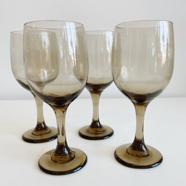 Set of 4 Smoked Glass Wine Glasses