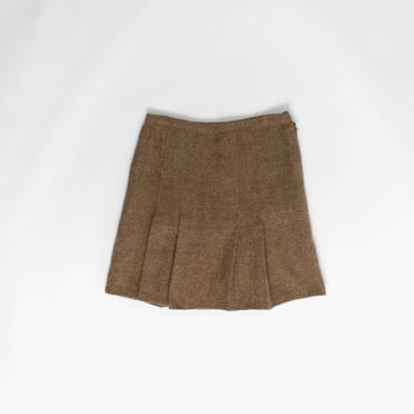 Brown wool skirt pleated lined short autumn skirt 25 waist - Small / Medium 