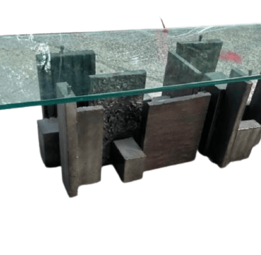 Paul Evans Style Skyline Metal and Glass Coffee Table