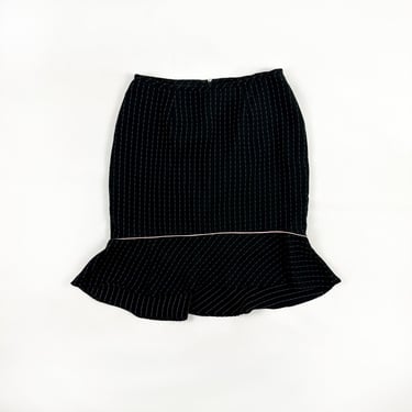 y2k Black and Pink Pinstripe Ruffle Hem Mini Skirt / Size Large / Size 12 / Office / Bratz / 00s / Pastel / Coquette / Executive / Lolita 