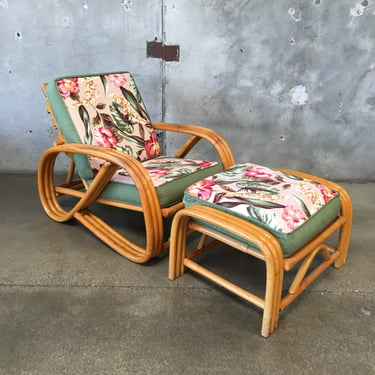 1958 Bamboo / Rattan Lounge Chair / Ottoman