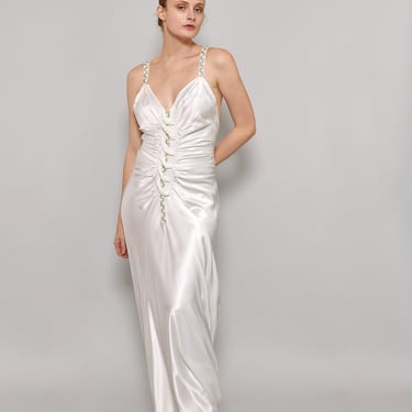 John Galliano S/S 2006 White Satin Bias Cut Dress 