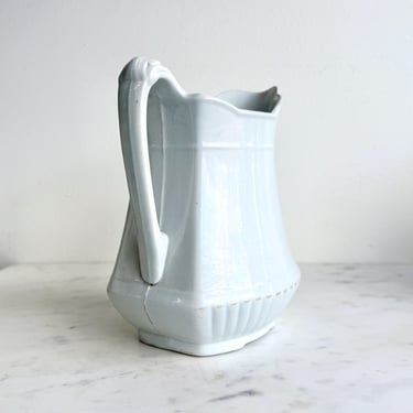 Large White Ironstone Pitcher Charles Meakin 1880s England English Farmhouse White Pitcher Ironstone Large Modern Farmhouse Stoneware 