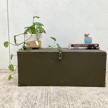 Olive Green trunk with metal hardware