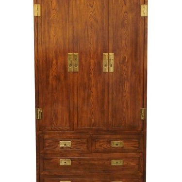 HENREDON FURNITURE Scene One Solid Walnut Italian Campaign Style 40" Clothing Armoire 9101-05 