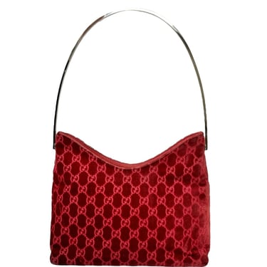 Gucci Red Velvet Metal Shoulder Bag