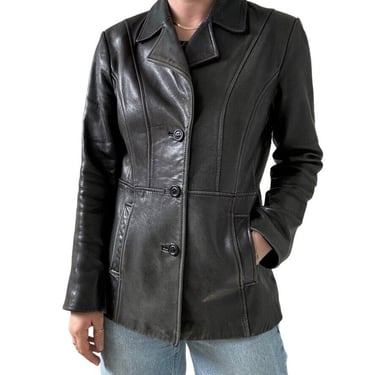Pelle Studio Womens Black Distressed Soft Leather Grunge Blazer Jacket Sz M 