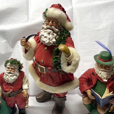 3 Clothtique Fabric Vintage Santa Claus Figurines, Collectible Old World Santa Dolls, Vintage 1980s Christmas decoration~ Set of Santa’s 