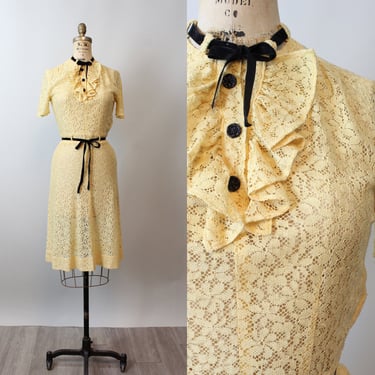 1930s SAFFRON LACE ruffle dress xs small | new spring 
