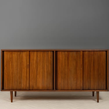 Milo Baughman Walnut Tambour Cabinet