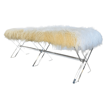 Lucite Shaggy Seat Bench