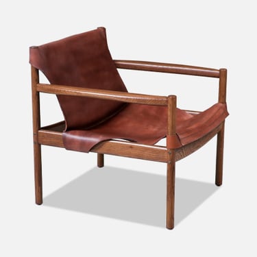 Mid-Century Modern Cognac Leather Safari Chair