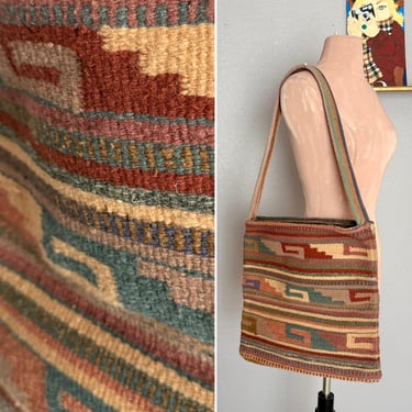 Vintage Kilim Bag Retro 1980s Turkish + XL Overnight