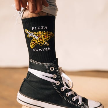 Pizza Slayer Tattoo Dagger Foodie Crew Socks, Funny Socks, Cool Socks, Mens Socks, Fun Socks Women, Crazy Socks, Best Pizza Gift 