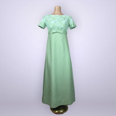 VINTAGE 60s Sage Green Shantung and Lace Formal | Black Lotus Vintage -  Lake Geneva, WI | ATTIC