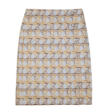 Tory Burch - White w/ Yellow & Brown Embroidered Detail Skirt Sz 10