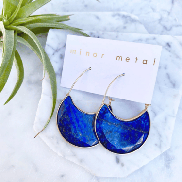 Lapis Lazuli Gemstone Hoop Earrings