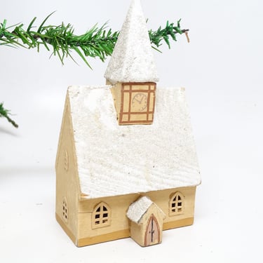 Antique German Christmas Church House, Hand Made, Hand Painted  Wood for Nativity Putz or Creche 