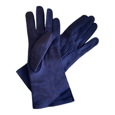 Vintage stretch nylon navy blue gloves. Over the wrist size 6.5, Fun retro fashion accessory for dress-up dates & afternoon tea c. 1950  60s 