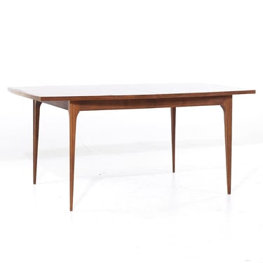 Broyhill Brasilia Mid Century Walnut Expanding Dining Table with 3 Leaves - mcm 