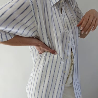 Vintage Paper Thin Striped Button Up