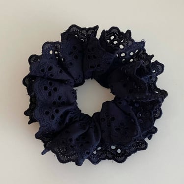 BIG LACE HOLLOW HAIR TIE SCRUNCHIES_CWAHA0436: Black / (OS) 3