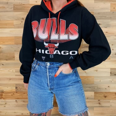 Chicago Bulls Vintage 90's Pullover Cropped Hoodie Sweatshirt 