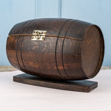 Antique English Smoking Parlor Oak Cigar Barrel