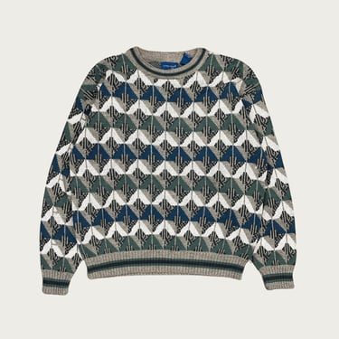 (XL) Blue and Green Geometric Sweater