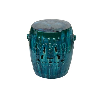 Asian Green Turquoise Glaze Round Lotus Pattern Ceramic Garden Stool Table cs7808E 