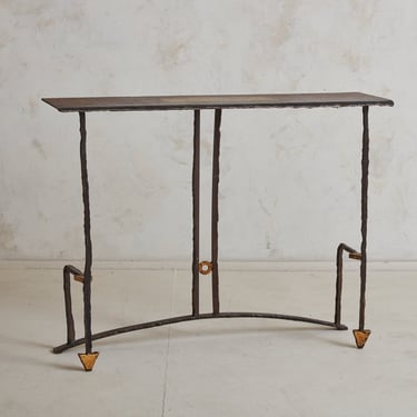 Brutalist Wrought Iron Console by Jean Jacques Argueyrolles, France 1990s