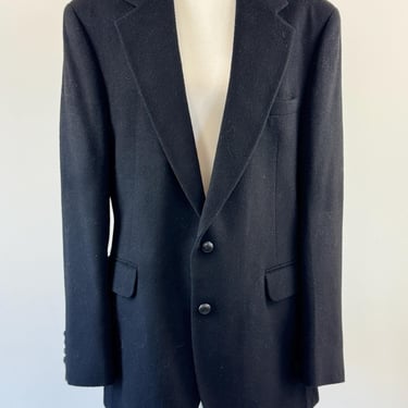 1980s Evan-Picone Mens Black Blazer 